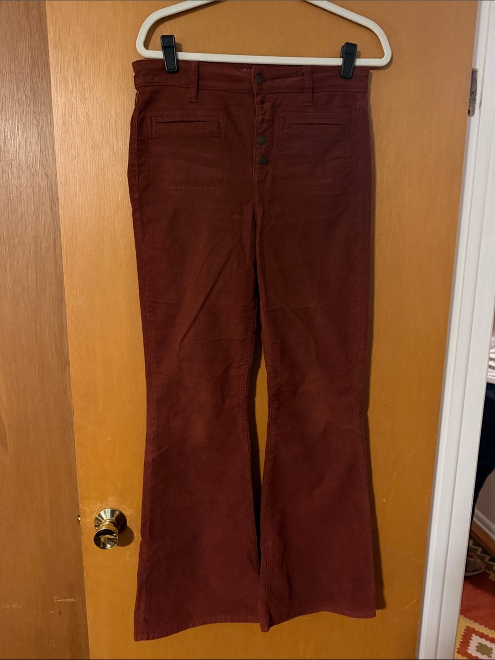 American Eagle Outfitters Burnt Corduroy Rust Flare Jeans stretch